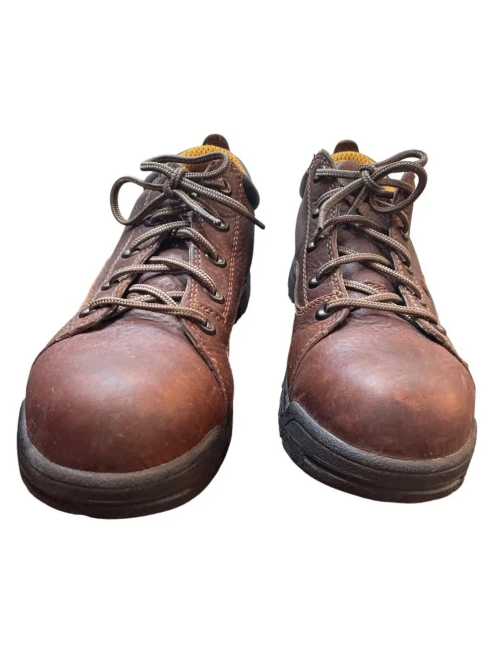 Timberland Pro Power wms brown leather steel toe work shoes sz 9.5M SKU 10-486